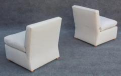 Billy Baldwin Pair of Signed Billy Baldwin White Upholstered Postmodern Slipper Lounge Chairs - 3294162