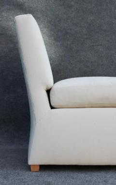 Billy Baldwin Pair of Signed Billy Baldwin White Upholstered Postmodern Slipper Lounge Chairs - 3294164