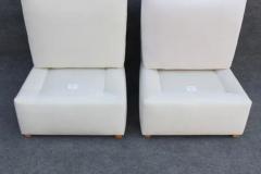 Billy Baldwin Pair of Signed Billy Baldwin White Upholstered Postmodern Slipper Lounge Chairs - 3294203