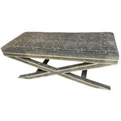 Billy Hanes Style Modern Designer X Bench W Gray Cut Velvet - 4150538