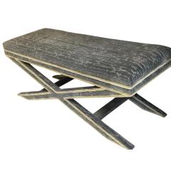 Billy Hanes Style Modern Designer X Bench W Gray Cut Velvet - 4150539