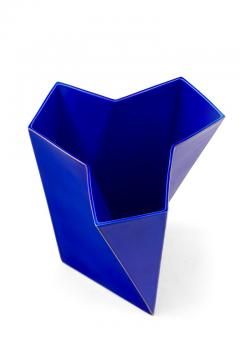 Bing Grondahl Heiberg Bing Grondahl Geometric Blue Porcelain Futura Vase by Else Kamp Denmark 1980s - 799642