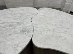 Biomorphic Grasscloth and Carrara Marble Top Coffee Table - 1895729