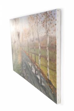 Birch Tree Lined Road And Landscape Painting 1 - 3177198