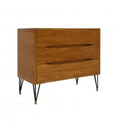 Birch Wood Three Drawers and Brass Details Italian Sideboard - 2683626