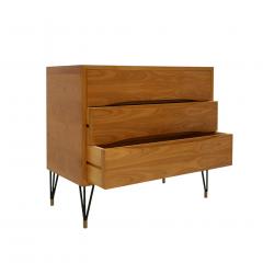 Birch Wood Three Drawers and Brass Details Italian Sideboard - 2683627