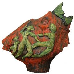 Bird Sculpture in Dutch Cobra Style with Dancing Figures - 3027543