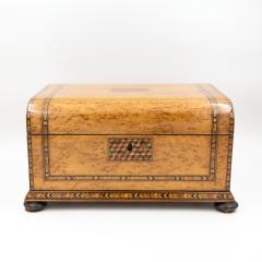 Bird s Eye Maple Box with Tumbling Block Inlays English Circa 1830 - 4453452