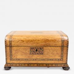 Bird s Eye Maple Box with Tumbling Block Inlays English Circa 1830 - 4454454