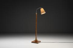 Birger Ekman Wood Floor Lamp with Decorative Inlays by Birger Ekman Attr Sweden 1930s - 4739857