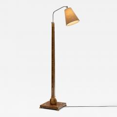 Birger Ekman Wood Floor Lamp with Decorative Inlays by Birger Ekman Attr Sweden 1930s - 4746107