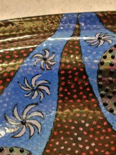 Birger Kaipiainen Birger Kaipiainen Very Large Ceramic Plate Red Blue with Beeds Arabia 1970s - 4125434