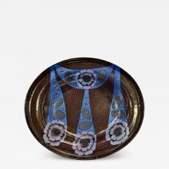 Birger Kaipiainen Birger Kaipiainen Very Large Ceramic Plate Red Blue with Beeds Arabia 1970s - 4130662
