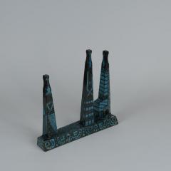 Birger Kaipiainen Unique Birger Kaipiainen Blue Ceramic Sculpture Three Graces R rstrand 1950s - 4238987