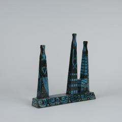Birger Kaipiainen Unique Birger Kaipiainen Blue Ceramic Sculpture Three Graces R rstrand 1950s - 4238988