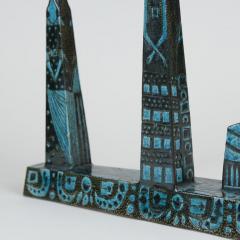 Birger Kaipiainen Unique Birger Kaipiainen Blue Ceramic Sculpture Three Graces R rstrand 1950s - 4238993