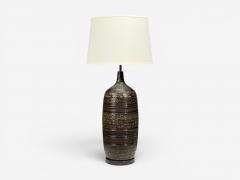 Bitossi attr Monumental Table Lamp Green Glazed Ceramic Italy 1960s - 4646590