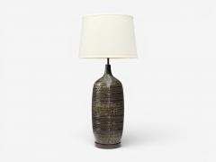 Bitossi attr Monumental Table Lamp Green Glazed Ceramic Italy 1960s - 4646592