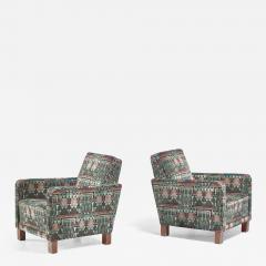 Bjorn Tragardh Bj rn Tr g rdh pair of club chairs with original Art Nouveau upholstery 1930s - 895234