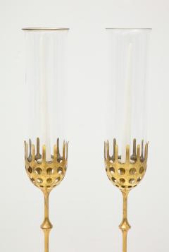 Bjorn Wiinblad Pair of Bjorn Wiinblad Brass and Glass Candlesticks Circa 1980s - 812982