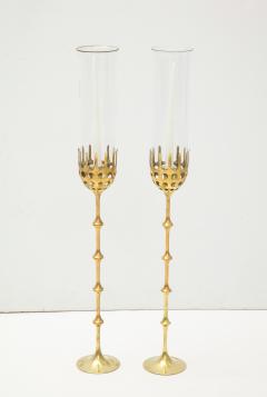 Bjorn Wiinblad Pair of Bjorn Wiinblad Brass and Glass Candlesticks Circa 1980s - 812985