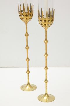 Bjorn Wiinblad Pair of Bjorn Wiinblad Brass and Glass Candlesticks Circa 1980s - 812986