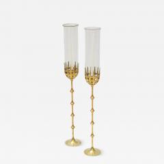 Bjorn Wiinblad Pair of Bjorn Wiinblad Brass and Glass Candlesticks Circa 1980s - 815704