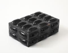 Black Buffalo Horn Oval Patterned Box - 4418207