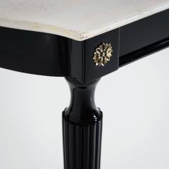 Black Console Table with White Stone Top Italy Mid 20th Century - 4435548