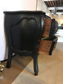 Black Distressed Bombe Commode with Bronze Mounts and Pull Out Tray Top - 3010777