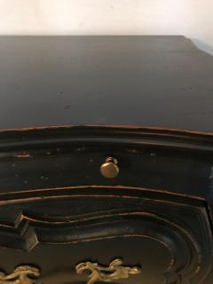 Black Distressed Bombe Commode with Bronze Mounts and Pull Out Tray Top - 3010778
