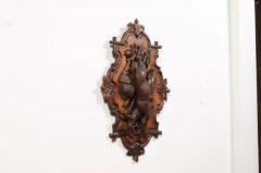 Black Forest Period 19th Century German Oak Wall Carving with Hunting Trophy - 3577378