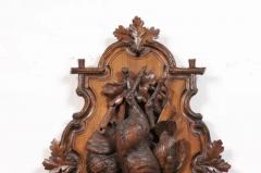 Black Forest Period 19th Century German Oak Wall Carving with Hunting Trophy - 3577379