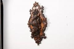 Black Forest Period 19th Century German Oak Wall Carving with Hunting Trophy - 3577426