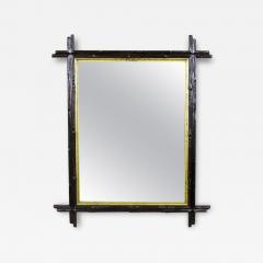 Black Forest Rustic Mirror with Gilt Bar Hand Carved Austria circa 1880 - 3416454