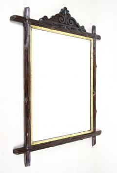 Black Forest Rustic Wall Mirror Bass Wood Austria circa 1880 - 3370206