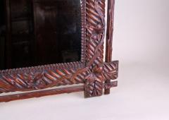 Black Forest Rustic Wall Mirror Hand Carved Germany circa 1880 - 3524970