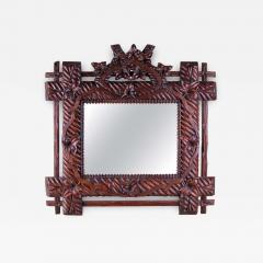 Black Forest Rustic Wall Mirror Hand Carved Germany circa 1880 - 3530144