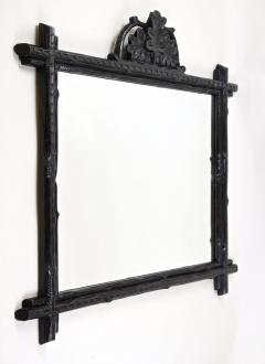 Black Forest Rustic Wall Mirror With Carved Oak Leaves Austria circa 1870 - 3595162
