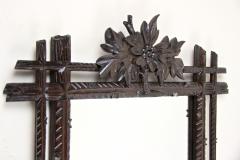 Black Forest Rustic Wall Mirror with Center Top Carving Austria circa 1890 - 3370194