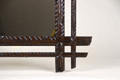 Black Forest Rustic Wall Mirror with Center Top Carving Austria circa 1890 - 3370197