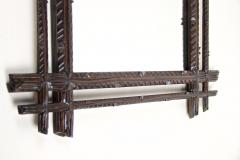 Black Forest Rustic Wall Mirror with Center Top Carving Austria circa 1890 - 3370198