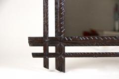 Black Forest Rustic Wall Mirror with Center Top Carving Austria circa 1890 - 3370199