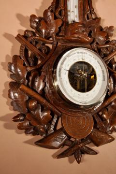 Black Forest Walnut Very Fine Carved Aneroid Barometer - 3264811