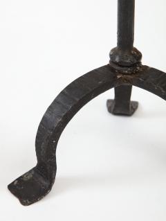 Black Forged Hammered Iron Candlesticks Berry France c 1900 - 2458554