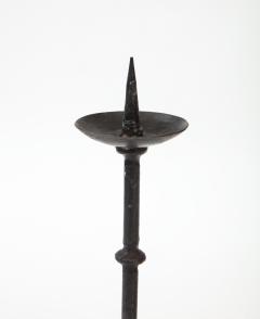Black Forged Hammered Iron Candlesticks Berry France c 1900 - 2458561