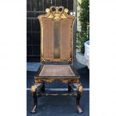 Black Gold Chinese Chippendale Chinoiserie Decorated Side Chair - 1622112