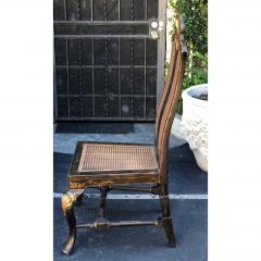 Black Gold Chinese Chippendale Chinoiserie Decorated Side Chair - 1622116