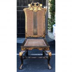 Black Gold Chinese Chippendale Chinoiserie Decorated Side Chair - 1622117