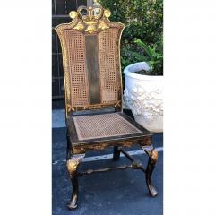 Black Gold Chinese Chippendale Chinoiserie Decorated Side Chair - 1622119